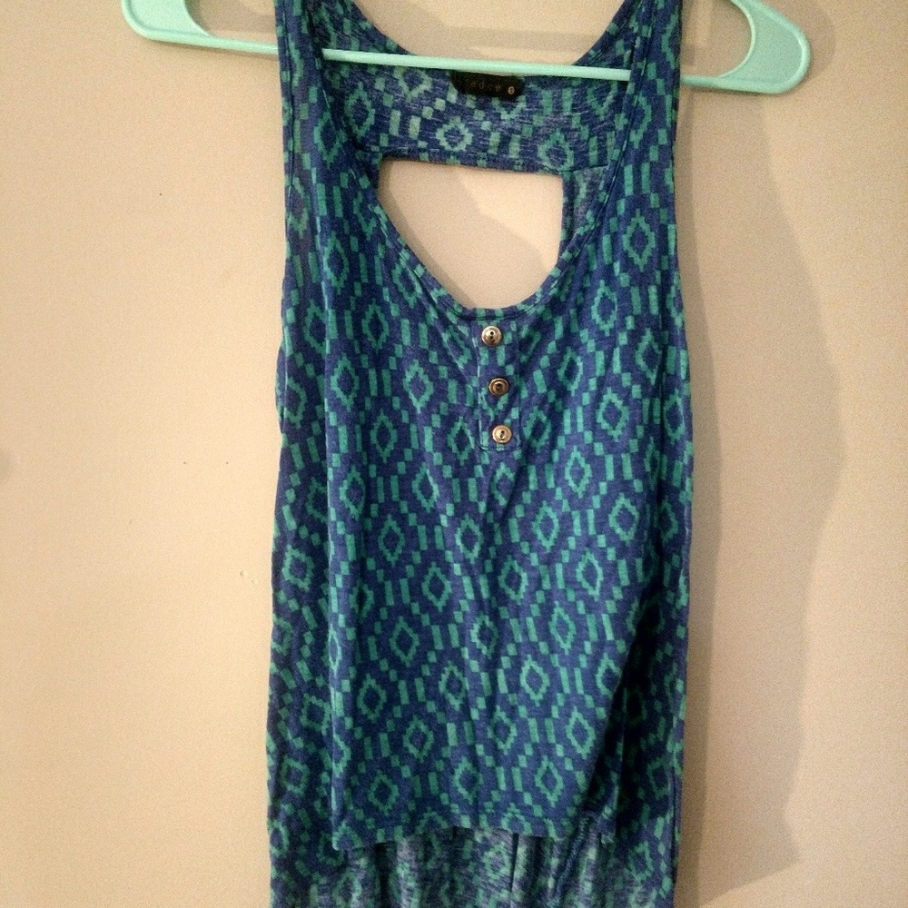 Blue and green tank with gold buttons small